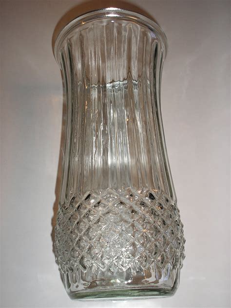 Vintage Diamond Point Ribbed Flared Clear Hoosier Glass Flower Vase