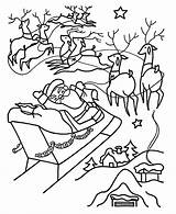 Santa Coloring Pages Christmas Reindeer Sleigh Drawing Away Kids His Claus Santas Rudolph Sheets Fly Clip Children Sheet Popular Holiday sketch template