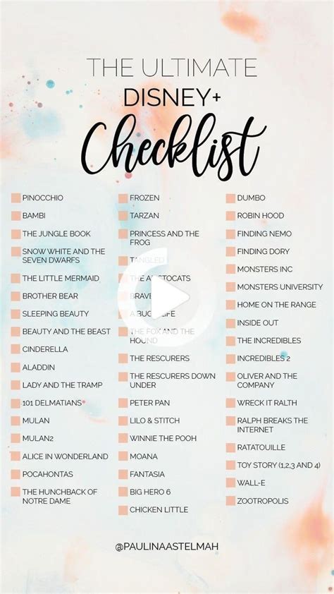 ultimate disney checklist disney movies   disney movies
