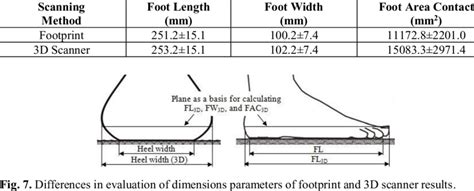 comparison  foot length foot width  foot area contact