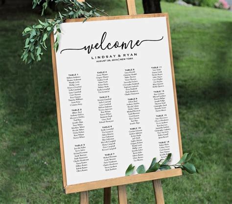 Welcome Wedding Seating Chart Sign Printable Seating Plan Poster