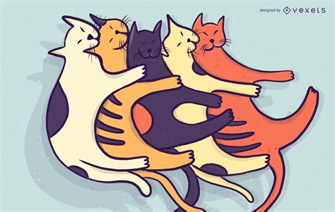 pile  cats cartoon illustration vector
