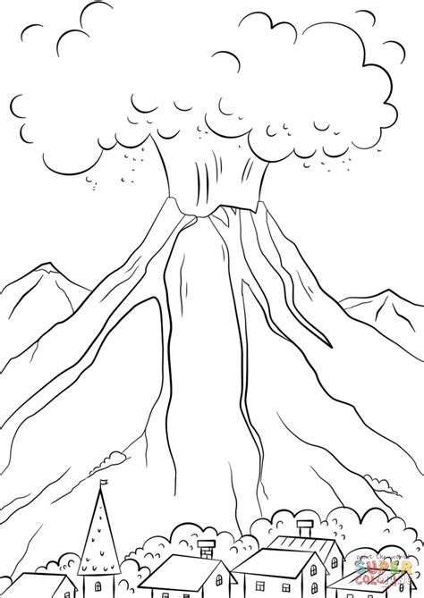 volcanos  colouring pages