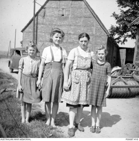 Germany 1945 05 German Girls With Russian Girl 3rd Left On A Farm