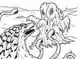 Coloring Pages Monster Godzilla Sea Monsters Facing Color Dragon Cartoon Kraken sketch template