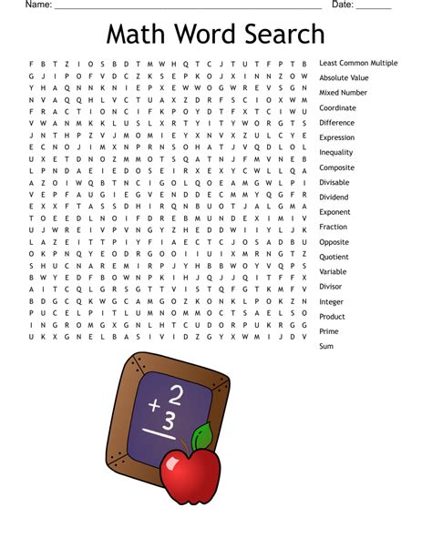 math word search  printable math word search puzzles printable