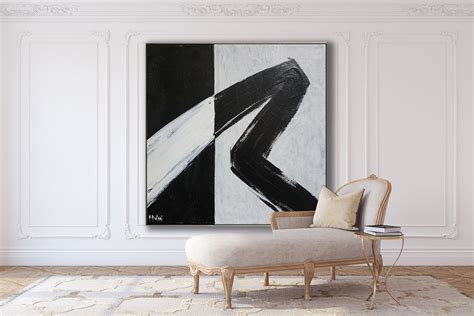 minimalist abstract painting black white abstract large canvas art