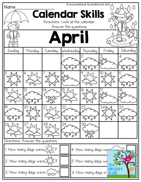 calendar worksheets  grade