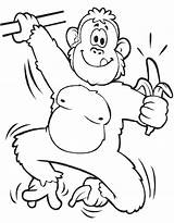 Gorilla Coloring Sheet Cute Cartoon Banana Pages Eat Ready Animal Animals Ages Strong Great Top sketch template
