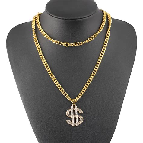 New Hip Hop Style Necklaces Dollar Sign Alloy Pendant Surfer Chain