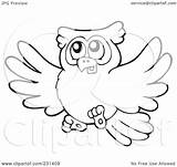 Owl Outline Flying Coloring Clipart Illustration Royalty Rf Visekart Clipartof Background sketch template