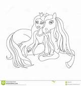 Coloring Horse Princess Her Book Beautiful Vector Dreamstime Illustration Friends Drawing Color sketch template