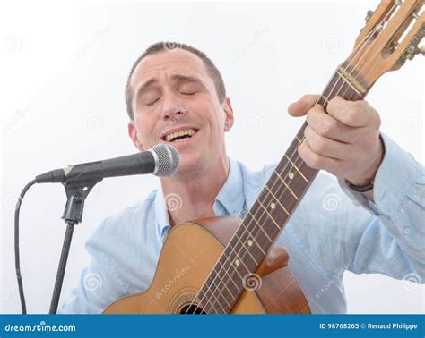 handsome man  guitar singing stock image image   people