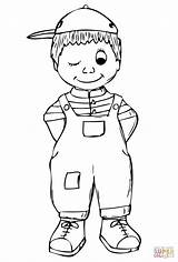 Boy Coloring Pages Little Standing Printable Color Template Boys sketch template