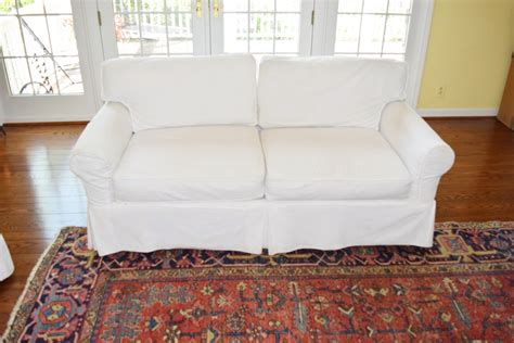 arhaus  cushion sofa  white canvas slipcover ebth