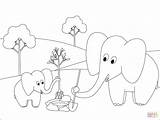 Elephants Planting Supercoloring sketch template