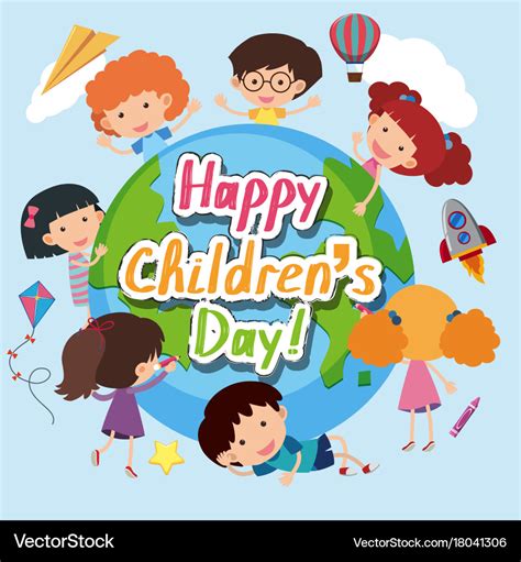 happy children day poster  kids  vector image