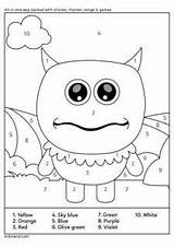 Number Color Monster Kidloland Coloring sketch template