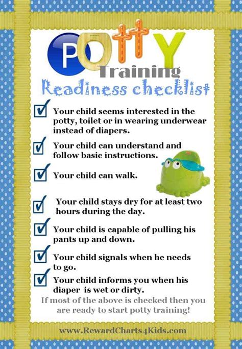 start potty training list  readiness signs    test