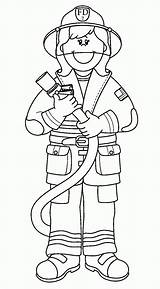 Coloring Pages Occupation Clipart Fire Fighter Library sketch template