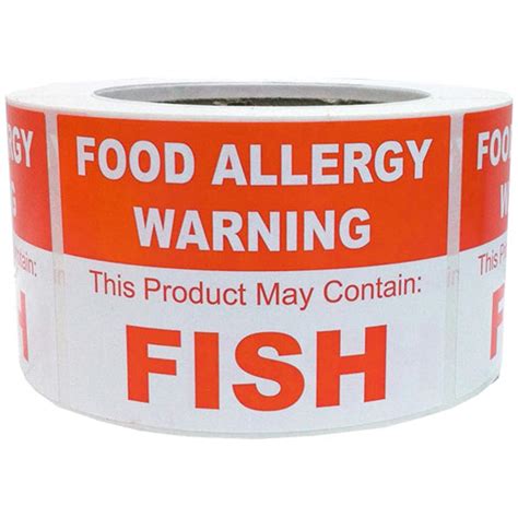 large food   fish allergy warning labels instocklabelscom
