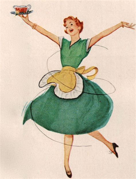 dancing housewife illustration in 2019 vintage housewife retro housewife retro humor