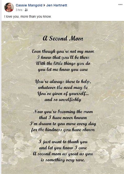 second mom poem from cassie birthday quotes for aunt mom quotes