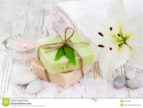 spa set  lily stock image image  herb care lily