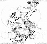 Drunk Man Hula Dancing Toonaday Royalty Outline Illustration Cartoon Rf Clip Line sketch template