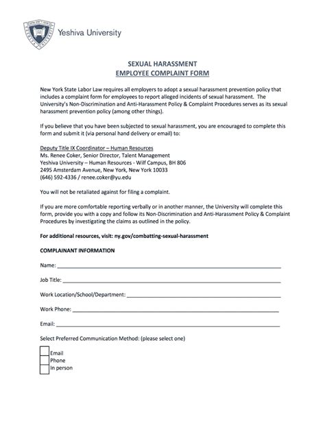 harassment complaint form template fill out and sign printable pdf