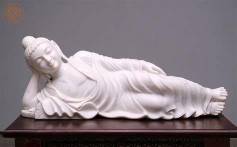white sleeping buddha statue handmade reclining buddha