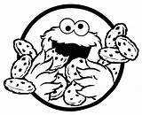 Coloring Cookie Monster Cookies Template Eating sketch template