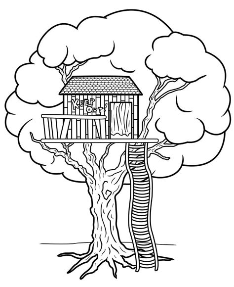 printable treehouse coloring page