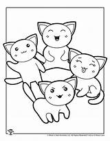 Coloring Kawaii Pages Printable Kittens sketch template
