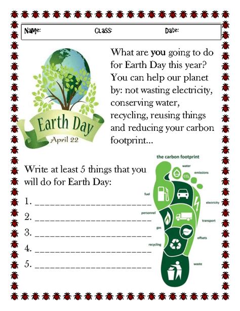 earth day earth hour worksheets