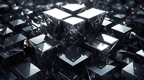 gambar abstrak  menggambarkan kubus hitam  perak futuristik