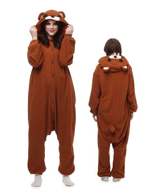 brown bear onesie kigurumi pajamas  adults polar fleece animal