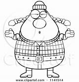 Careless Lumberjack Shrugging Chubby Female Clipart Cartoon Cory Thoman Outlined Coloring Vector 2021 sketch template