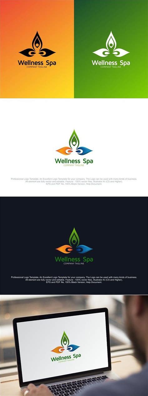 wellness yoga logo design template with images yoga