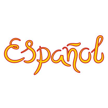 vector espanol spanish translation  spanish word hand lettering stock