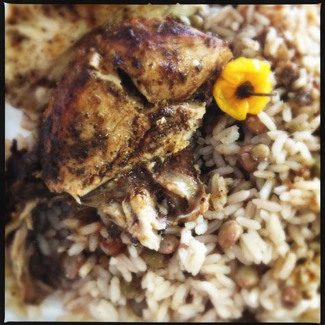 jerk chicken and rice and peas with images indian food