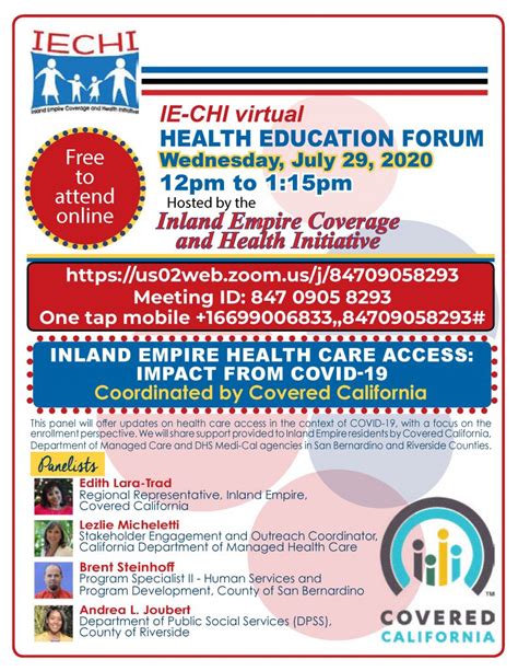 ie chi virtual health education forum inland regional center