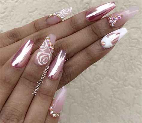 pin  juliette  clawz pink nail designs rose gold nails