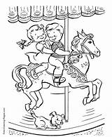Coloring Pages Summer Go Horse Round Merry Carousel Color Kids Printable Print Coloriage Holiday Kid Sheets на Manege Boy Colouring sketch template