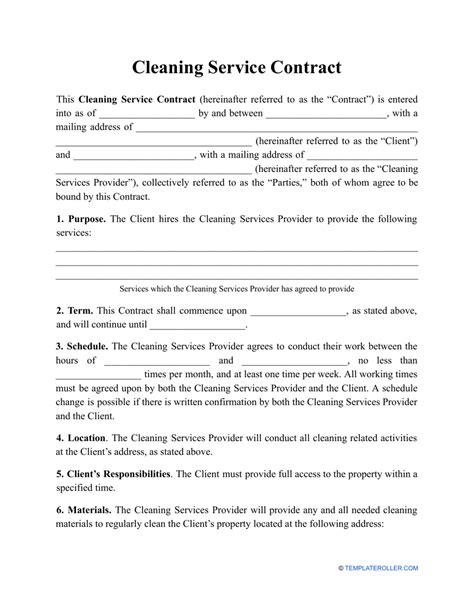 cleaning service contract template fill  sign