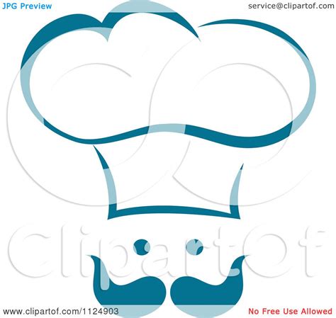 Clipart Of A Teal Chef Face With A Hat And Mustache