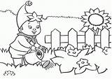 Coloring Garden Kids Pages Watering Boy Flowers El Popular sketch template