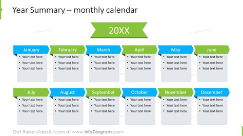 year summary montly calendar  textboxes  main activities