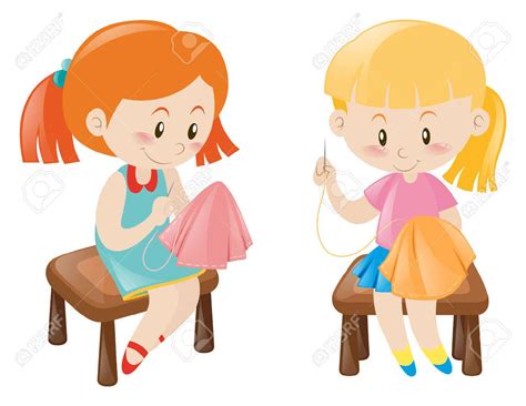 girl sewing clipart   cliparts  images  clipground