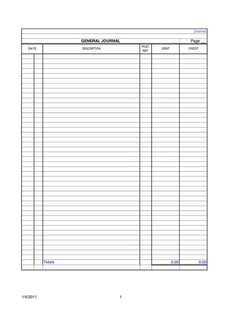 blank accounting ledger template printable  journal  blank ledger template